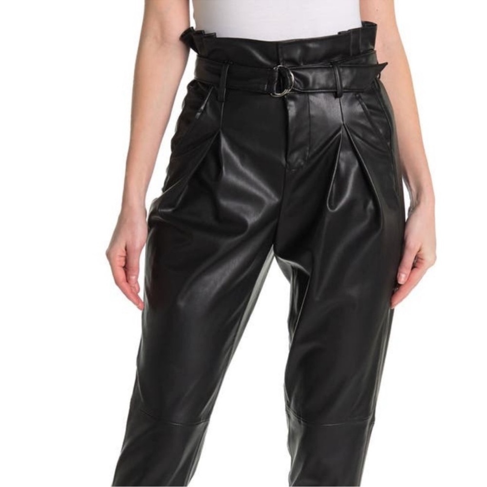 NWT Blank NYC Black Belted Faux Leather Trousers